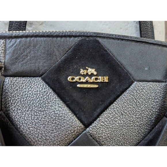 Coach Women's Satchel Crossbody Leather Bag Black with Nubuck & Gunmetal Design - Picture 6 of 15